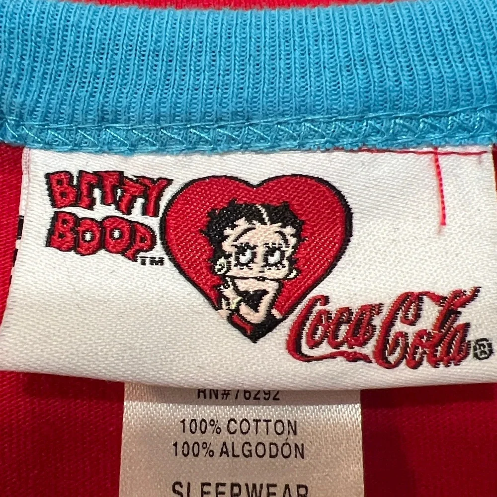Coca-Cola Betty Boop‎ Red Nightgown Tee with Blue Accents. One Size.